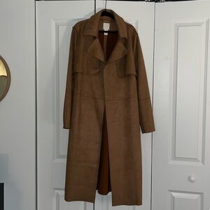 H&M brown suede trench coat
